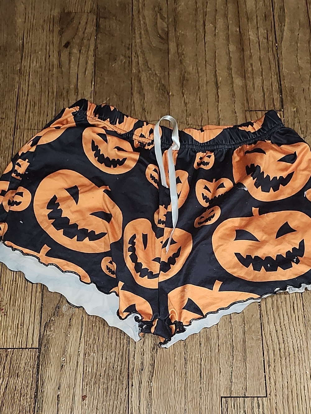 Halloween Pumpkin Print Sleep Shorts - Black & Orange